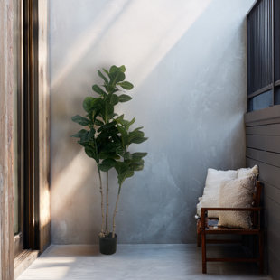 XBrand 59.1in Artificial Fiddle Leaf Fig Tree – Realistic Faux Indoor Plant, Adjustable Branches, Silk Leaves, Maintenance-Free Decorative Greenery