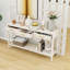 Console en bois avec 3 tiroirs et tablette de rangement-1835612562
