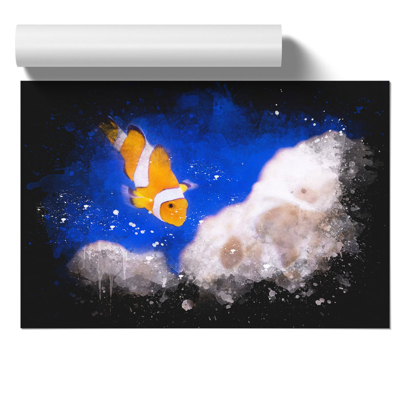 Clownfish Paint Splash - Frameless Print, 42cm H x 59cm W x 0.1cm D