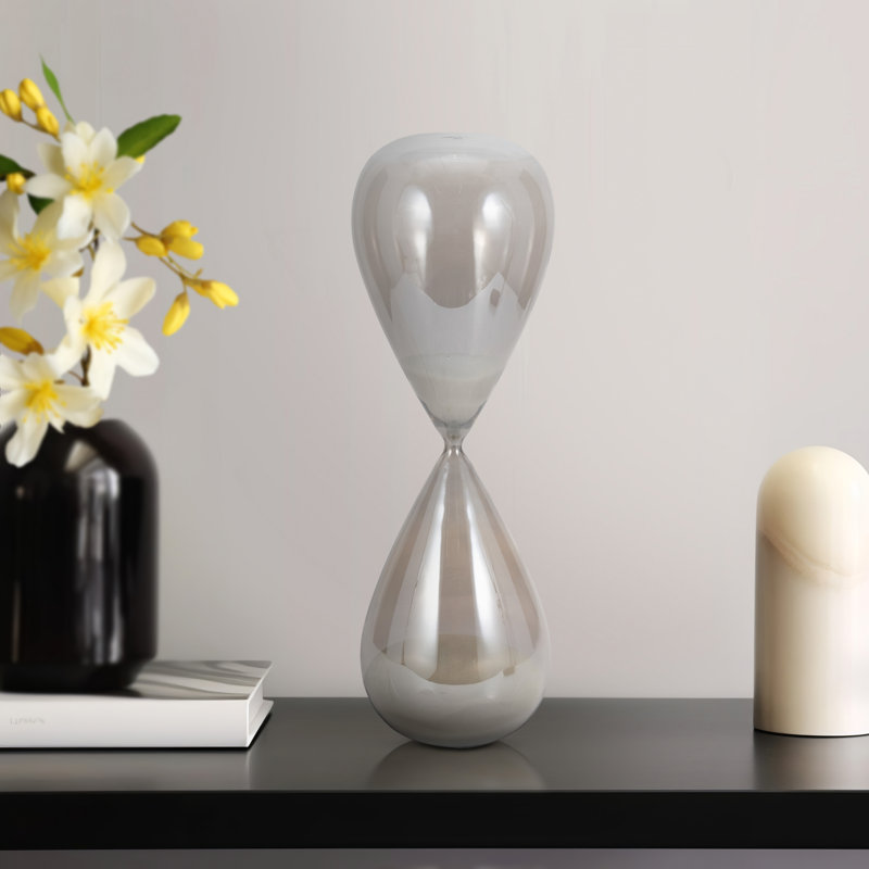Glass Hourglass, Elegant Decorative Objects for Any Room, 20" H x 6" W x 6" D, Gray
