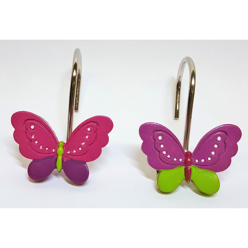 Crochets de rideau de douche Neon Butterfly