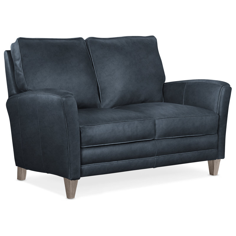 Zion Loveseat, Stone, Aline Light Gray Stonewash Genuine Leather