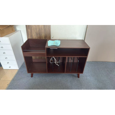 Open Shelves Vinyl Record Storage Holder with Power Outlet