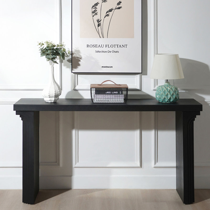 58" Modern Minimalist Wooden Console Table For Entryway, Living Room, And Hallway – Versatile Decorative Accent, Black