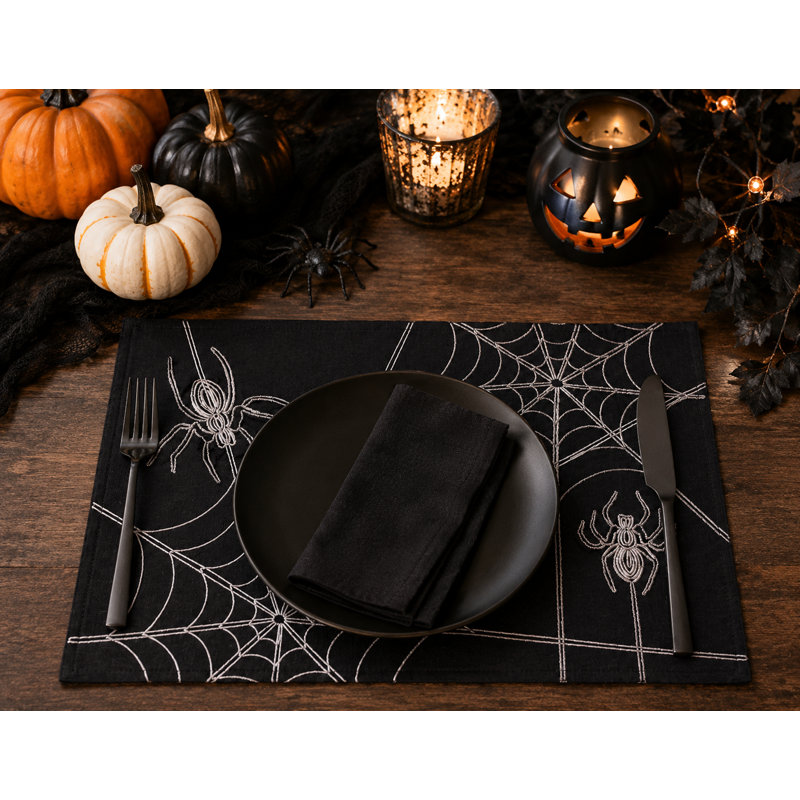 Polyester Animals/Nature Rectangle Placemat, Black