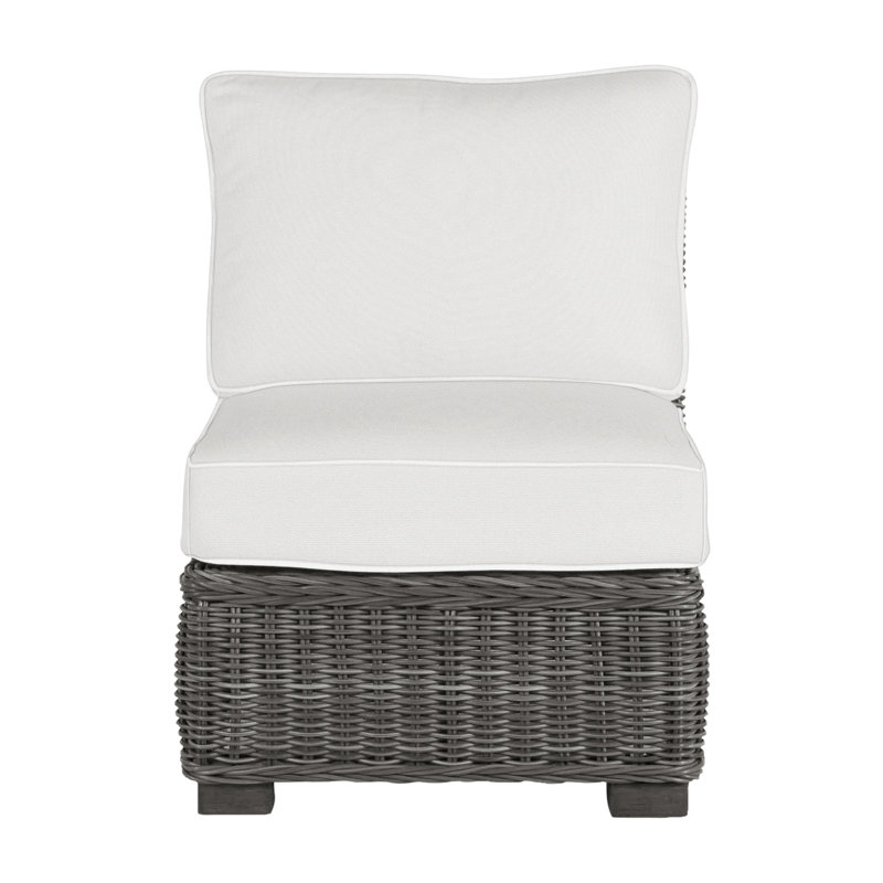 Rustic Woven Sectional Slipper Chair, Slate Gray, Rollo Lace InsideOut® Linen, Welt