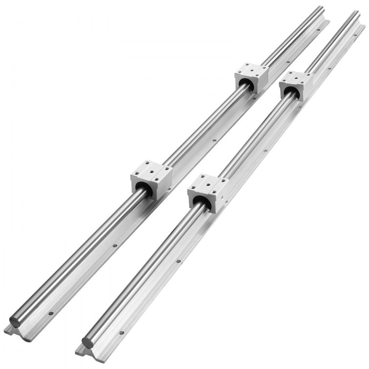 Linear Guide Rail Set, 2 PCS Guide Rails and 4 PCS SBR20UU Slide Blocks, Linear Rails and Bearings Kit for Automated Machines DIY Project CNC Router Machines
