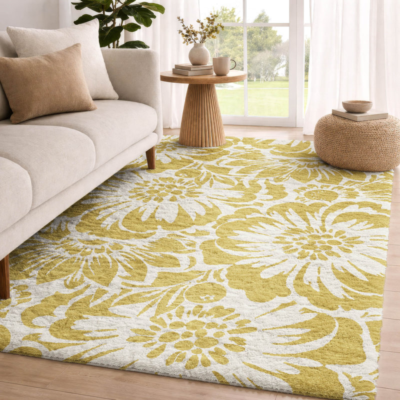 Tapis à poil long de qualité supérieure lavable à la machine ADS551, Doré, 8' x 10'