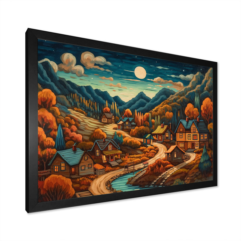 Petit village alpin Carlisa en automne II, Cadre photo noir, H 12 po x l 20 po x P 1 po