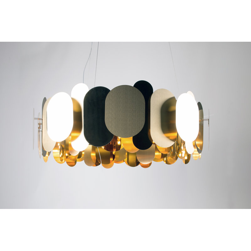 Panel Dimmable LED Geometric Chandelier, Brass