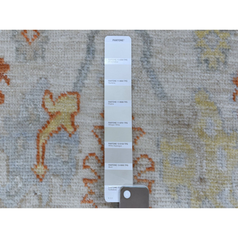 Tapis de couloir Ivoire en Tapis décoratif laine noué à la main de conception unique 2 pi 8 po x 15 pi 8 po Charlissa