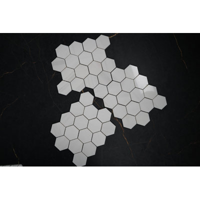Hexagone brillant 3 po Bianco dolomite