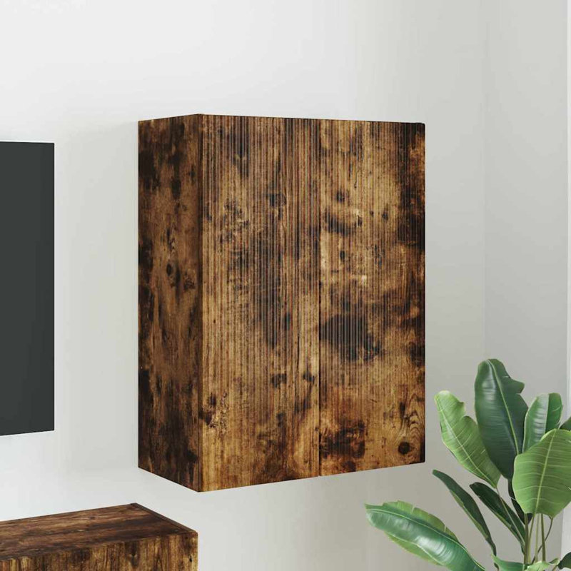 Unfinished TV Stand for TVs up to 28", Smoked Oak, 80cm H x 59.5cm L x 31cm W