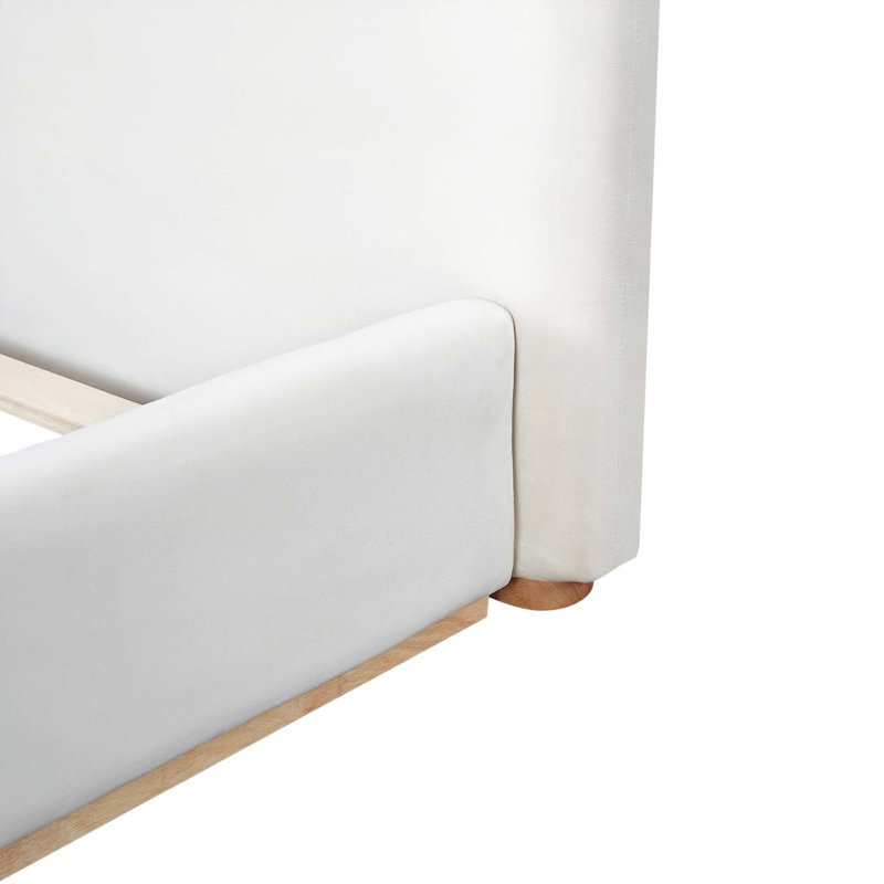 Lit rembourré avec structure en bois massif pour chambre à coucher, Grand lit