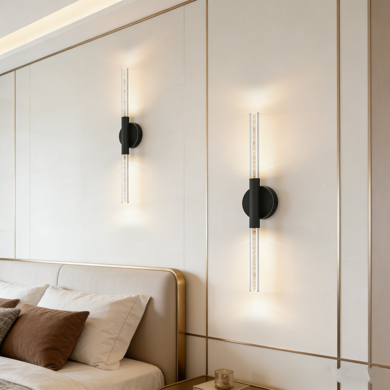 Dimmable LED Wall Sconces, Hardwired Wall Lights for Bathroom Vanity Set of 2, Matte Black
