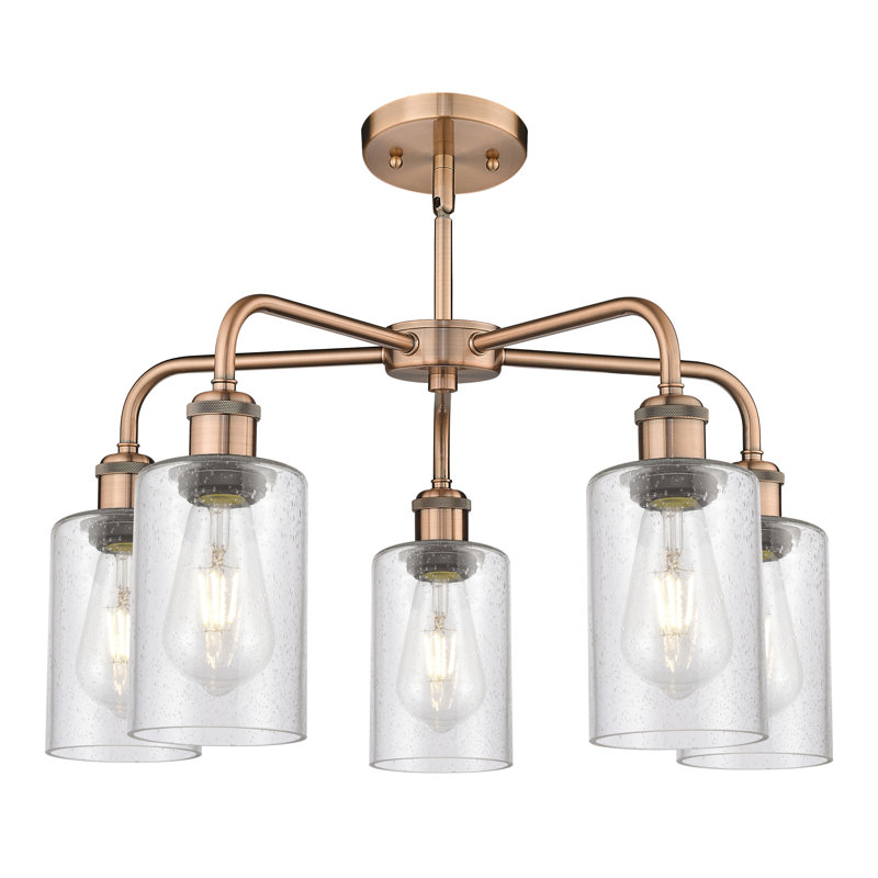 Lustre cylindrique à 5 lumières Ervine, Cuivre antique