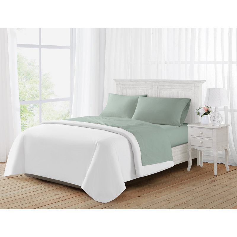 Ensemble de draps en coton lavé The Farmhouse par Rachel Ashwell, Ensemble de draps pour lit double avec 2 taies d'o, Vert