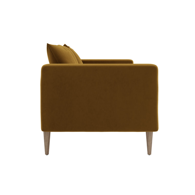 Essential Sofa, Mustard Recycled Velvet, Natural