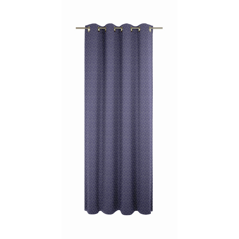 Wybrone Urban Cactus Eyelet Opaque Curtain, 145 W x 245 D cm, Dark Blue/White