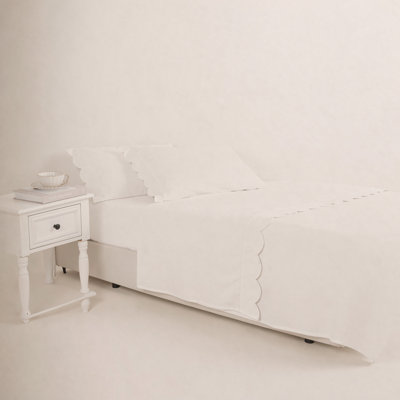Scallop Frame Percale Sheet Set