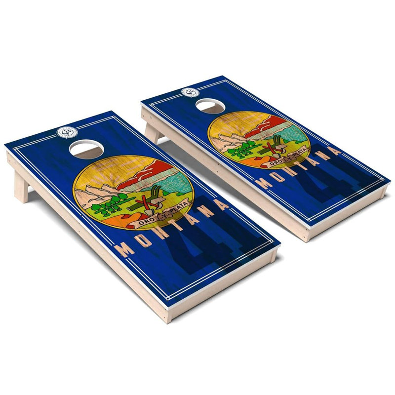 Ensemble de planches de cornhole composites toutes saisons Montana State Flag 2.0, Ajouter un étui de transport
