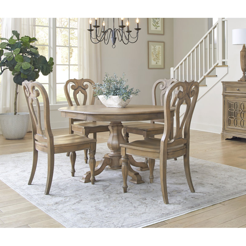 Colchester 4 Person Pedestal Dining Table Set, Brown