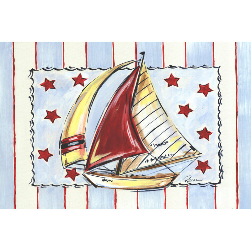 Colorful Sailboat Painting Print on Wrapped Canvas, 20" x 14"
