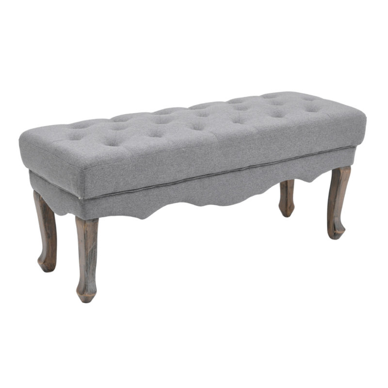 Agathe Vintage Linen Bench, Grey