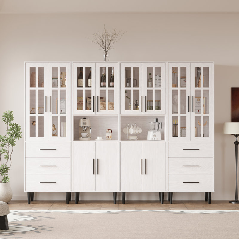 70.9'' H X 94.48'' W Book Cabinet Storage Bookcase Set, White