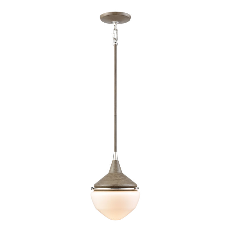 Mini-luminaire suspendu 1 lumière Mid-Century Schoolhouse, H 11 po x l 8 po x P 8 po, Brun