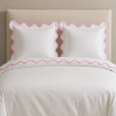 400TC Cotton Sateen Luxurious Double Scalloped Duvet Cover Set