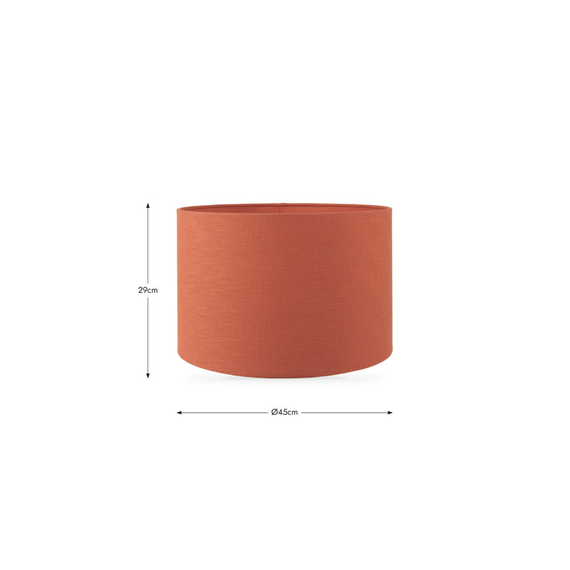 Lino Self Lined Linen Drum Shade, 32cm H x 45cm W x 45cm D, Orange