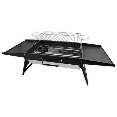 Grand barbecue portatif au charbon pliable, barbecue de camping (noir)