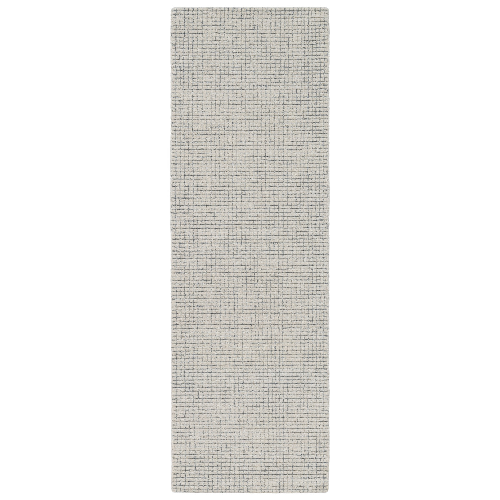 Hand-Tufted Striped Wool Rug, Ivory / Blue, Runner 2'6" x 8'