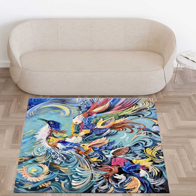 Non-Woven Thin Type Decorative Printed Rug Featuring an Intricate Geometric Pattern for Enhancing Your Living Room or Bedroom Décor