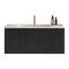 Meuble-lavabo flottant rayé en chêne noir brossé de 36 pouces avec lavabo en céramique blanche, peu encombrant et élégant pour les salles de bain modernes, pré-assemblé