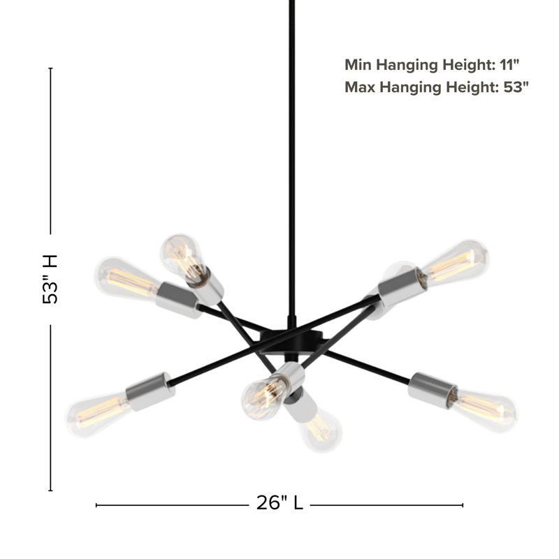 Laterna 8-Light 26” Wide Chandelier, Matte Black/Brushed Nickel