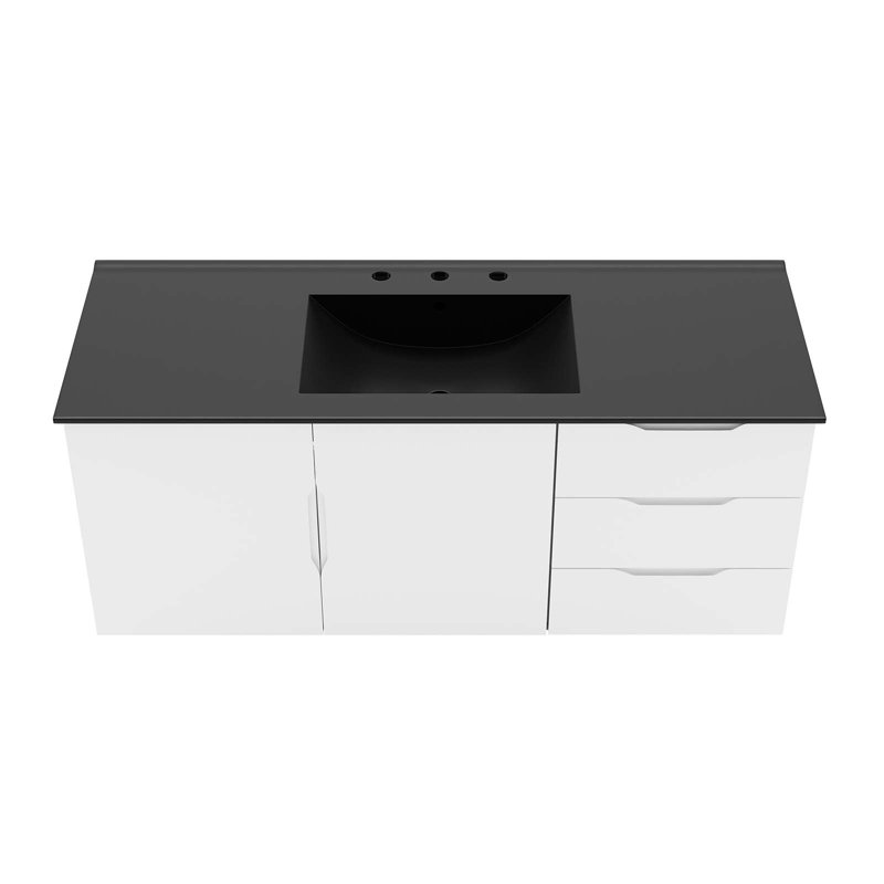 Modway 48" Single Sink Bathroom Vanity Set, Noir, Blanc