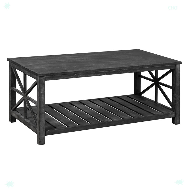 Table basse fabriquée à la main devant le canapé ou la causeuse, Noir, H 19,68 po x L 47,24 po x l 23,62 po