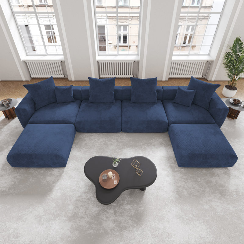 Canapé modulaire rembourré 6 pièces Nikodemos, Bleu