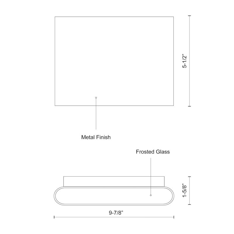 Slate Aluminium LED Flush Mounted Sconce, 5.5" H x 9.875" W x 1.625" D