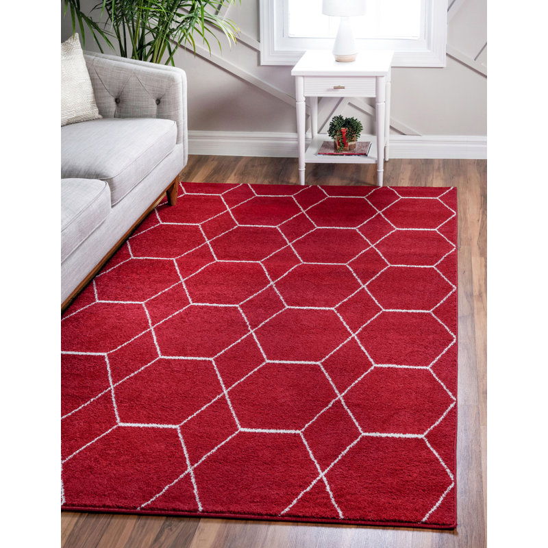 Tapis géométrique Debrodie, Rectangle 5 pi 1 po x 8 pi, Red