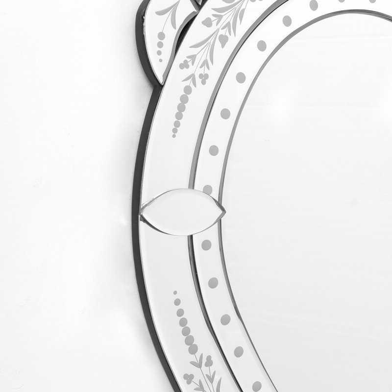 Venetian-inspired Etched Heart-shaped Decorative Wall Mirror, 37.4"H x 24.8"W