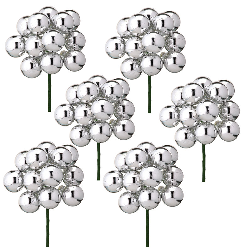 20 boules de tige en plastique incassable de 12 mm Shiney , Argent argent