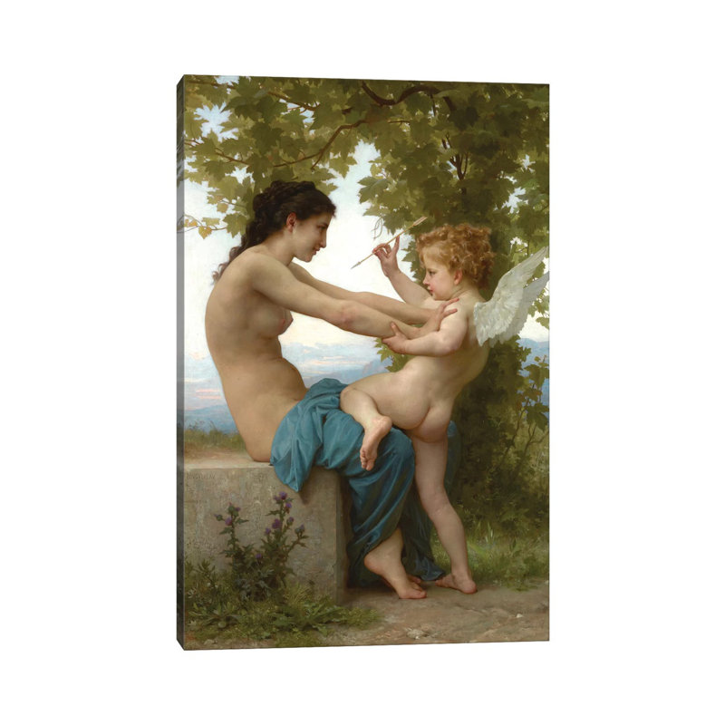 A Young Girl Defending Herself Against Eros, C.1880 by William-Adolphe Bouguereau - Wrapped Canvas Painting