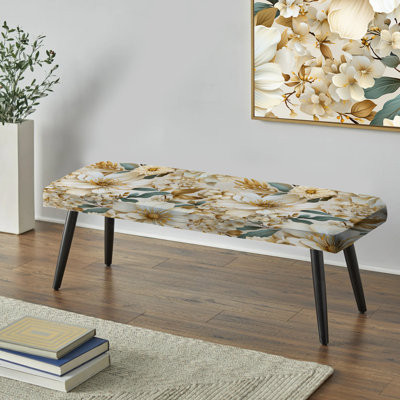 Beige tranquillité pivoines à motif floral - banc rembourré noir floral
