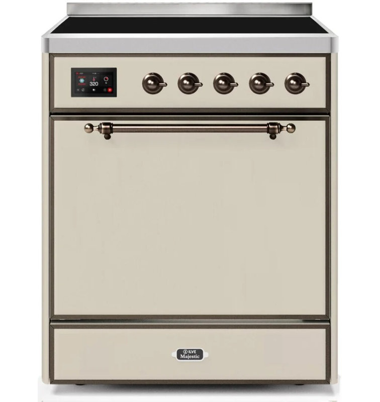 ILVE Majestic II 30 in Induction Range, Antique White/Bronze
