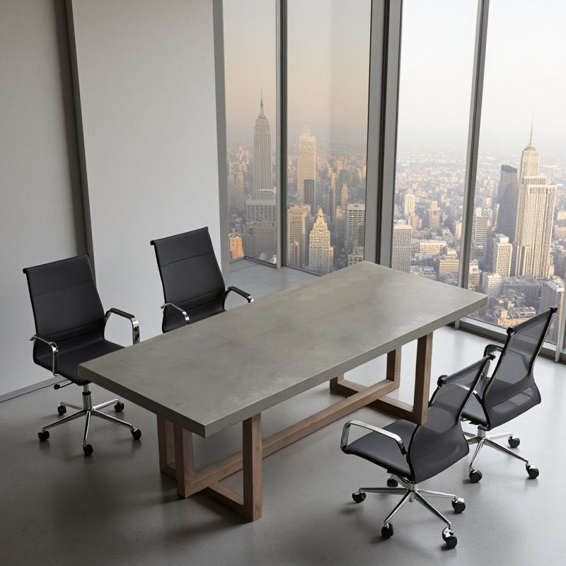 Retro Cement Grey Solid Wood Conference Table, 29.53" H x 70.87" L x 31.50" W