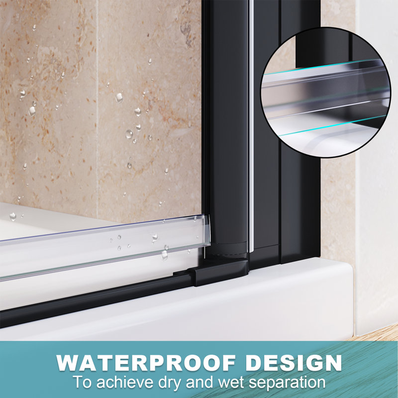 Landeros 4699mm H Hinged Frameless Shower Door with Clear Glass, 90"