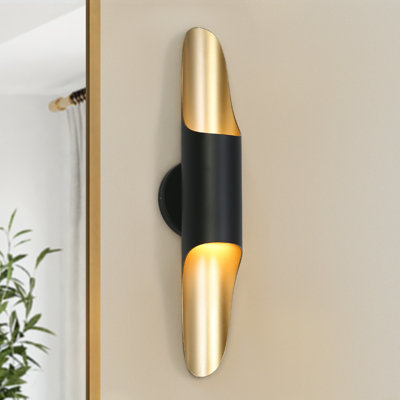 Modern Black Gold Cylinder Wall Sconce